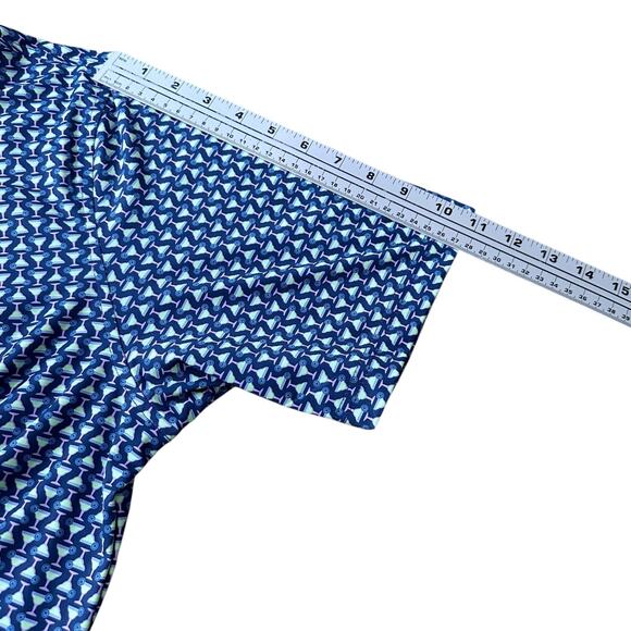 Turtleson Polo Shirt Men Large Blue Margarita Cocktail AOP Blackwolf Run Stretch - Picture 10 of 11